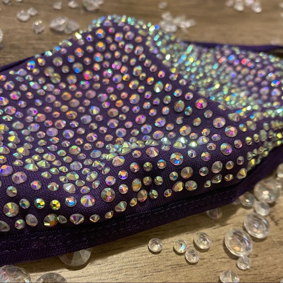 ✨#5 PURPLE✨Crystal Bling Face Mask - Picture 2 of 14